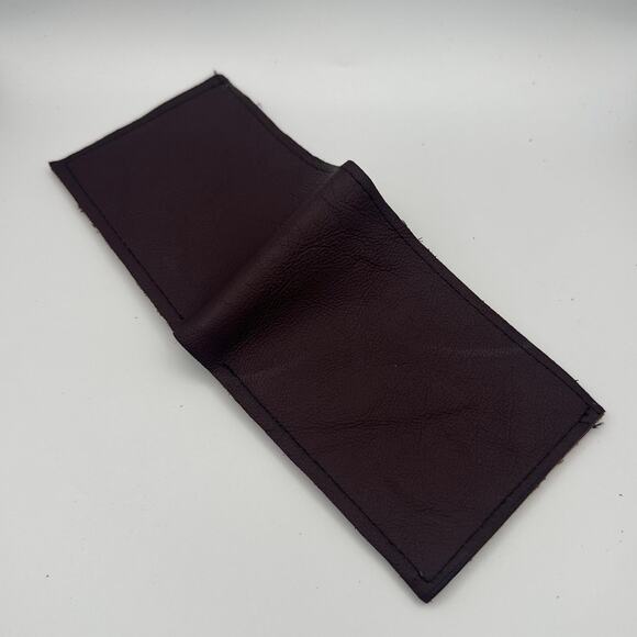 Minimalist Handmade Oaxaca Leather Wallet Burgundy Wine Bifold - Picture 5 of 13